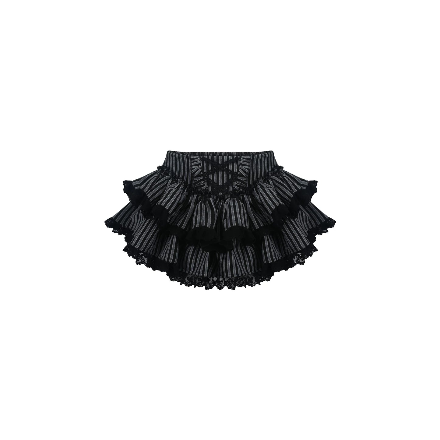 Black ruffled skirt on a white background