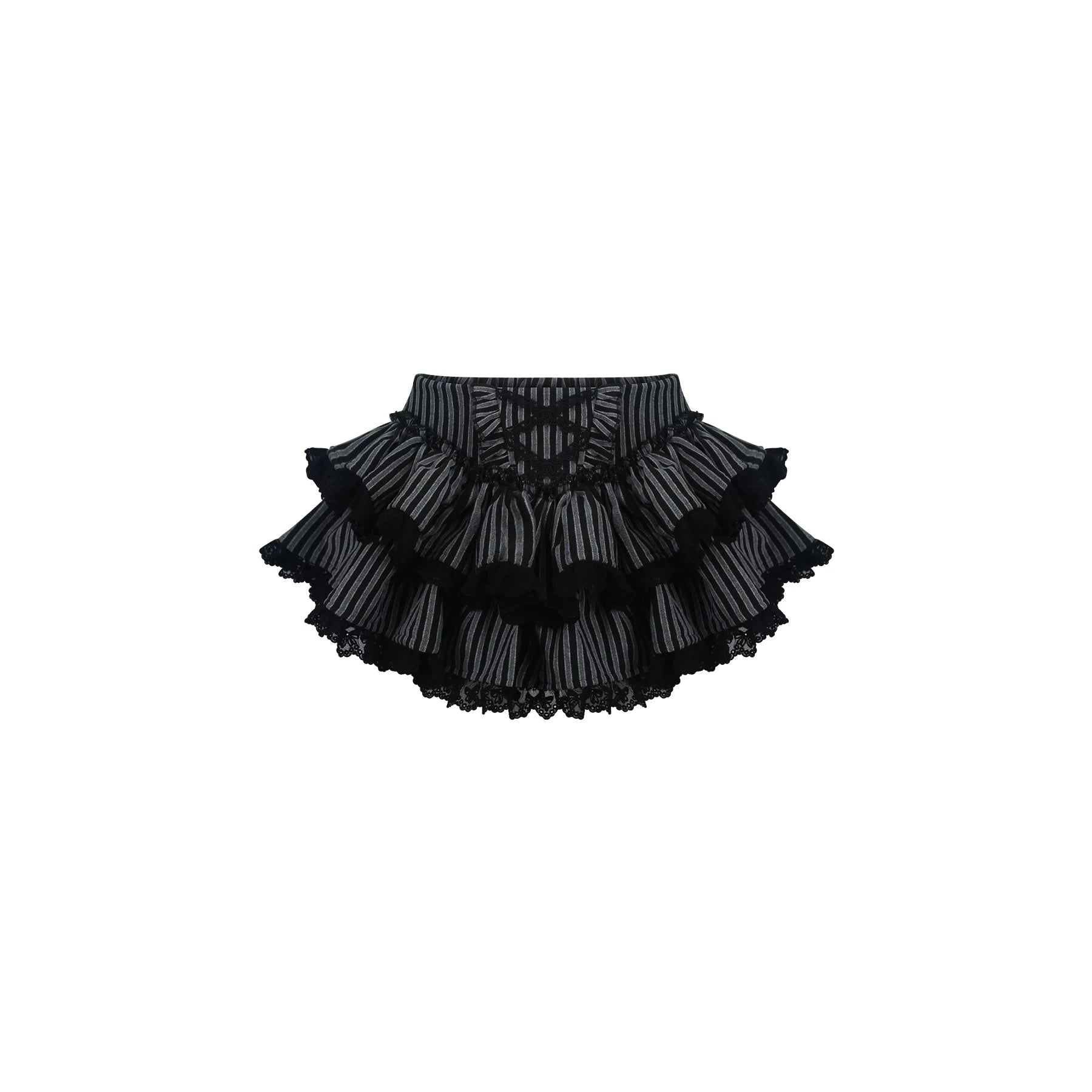 Black ruffled skirt on a white background