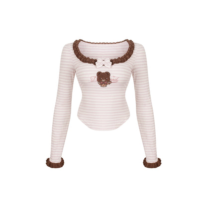 Serendipity Strawberry Chocolate Bear Hoodie Sweater Shorts Three Piece Set