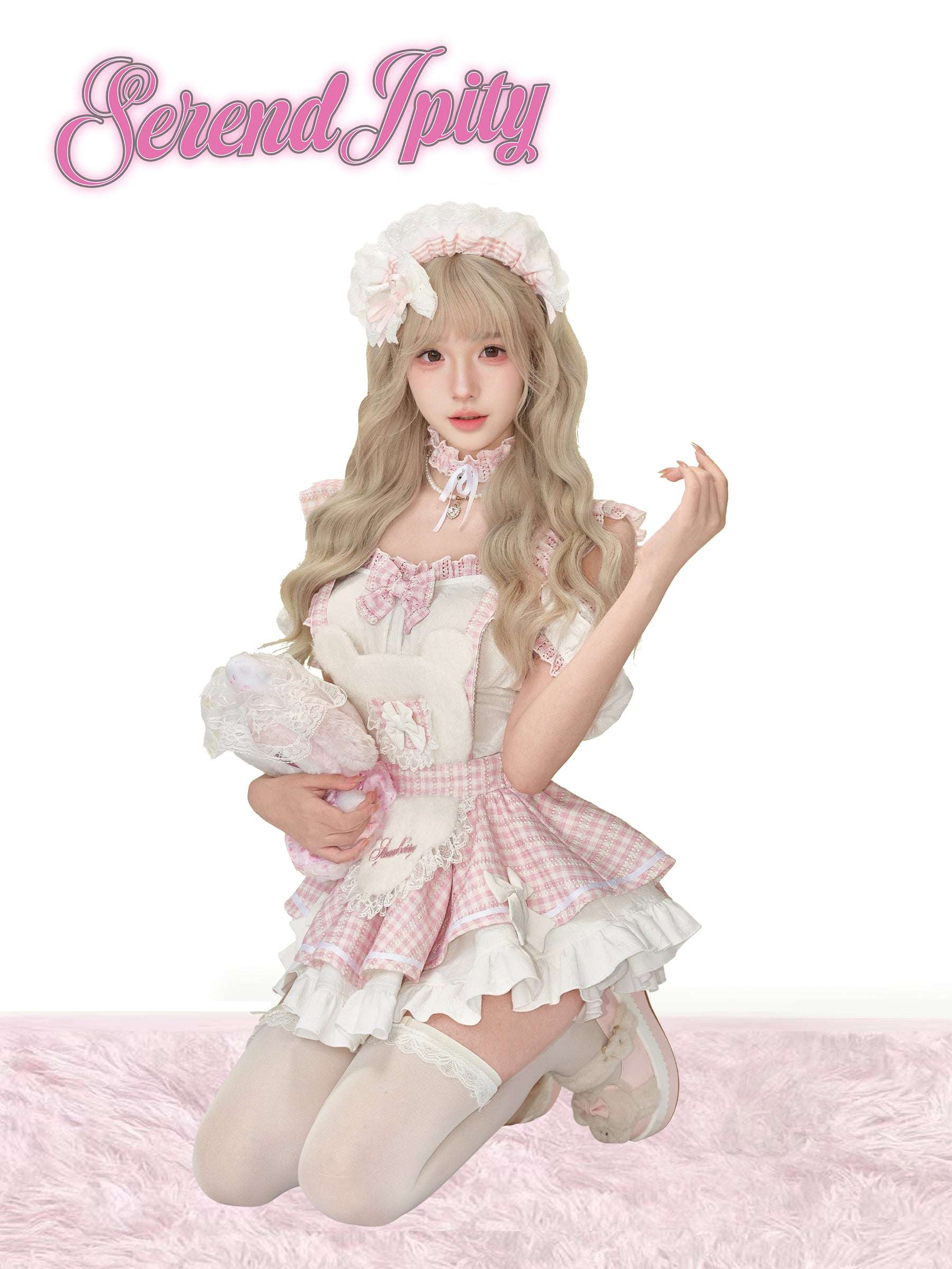 Person in a cute outfit on a white background