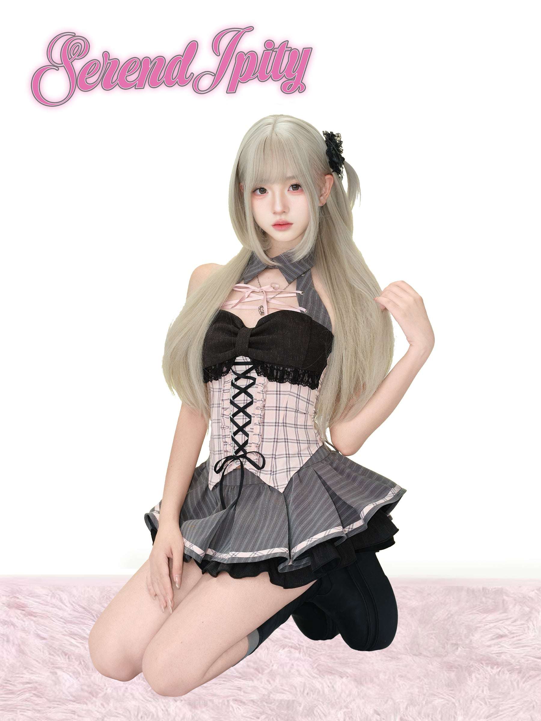 Person wearing a pink and black outfit