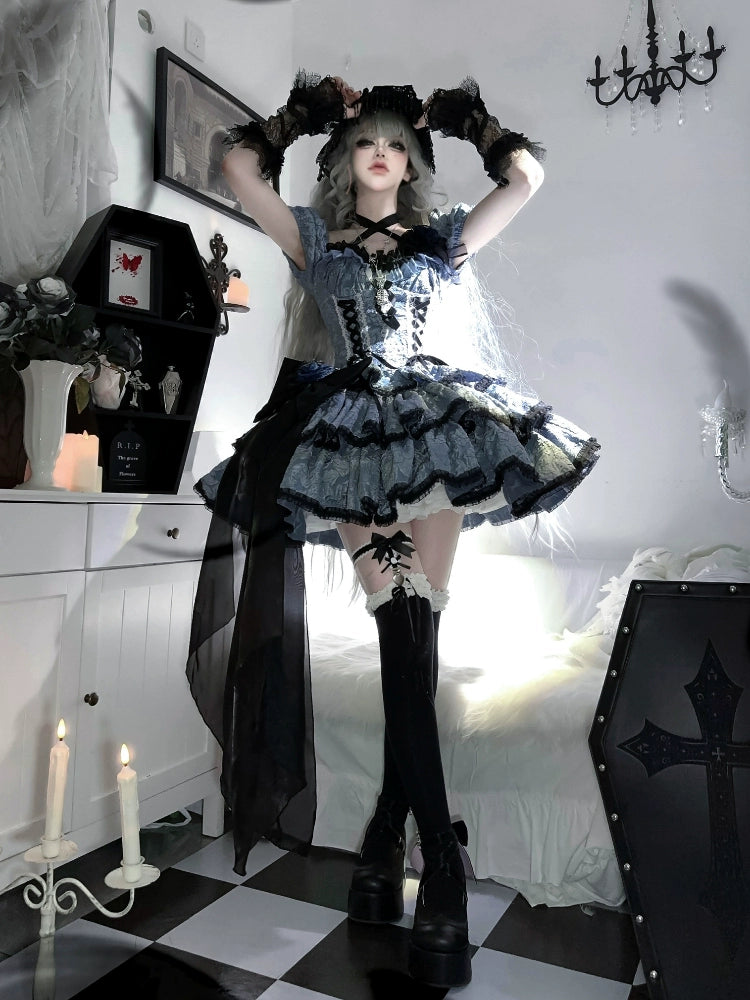 Sleepless Stars Medea Kiss Pink Blue Cream Lolita Dress - Sugarplum Store