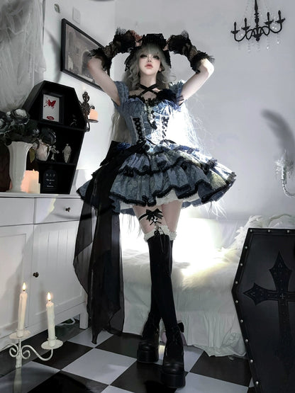 Sleepless Stars Medea Kiss Pink Blue Cream Lolita Dress - Sugarplum Store