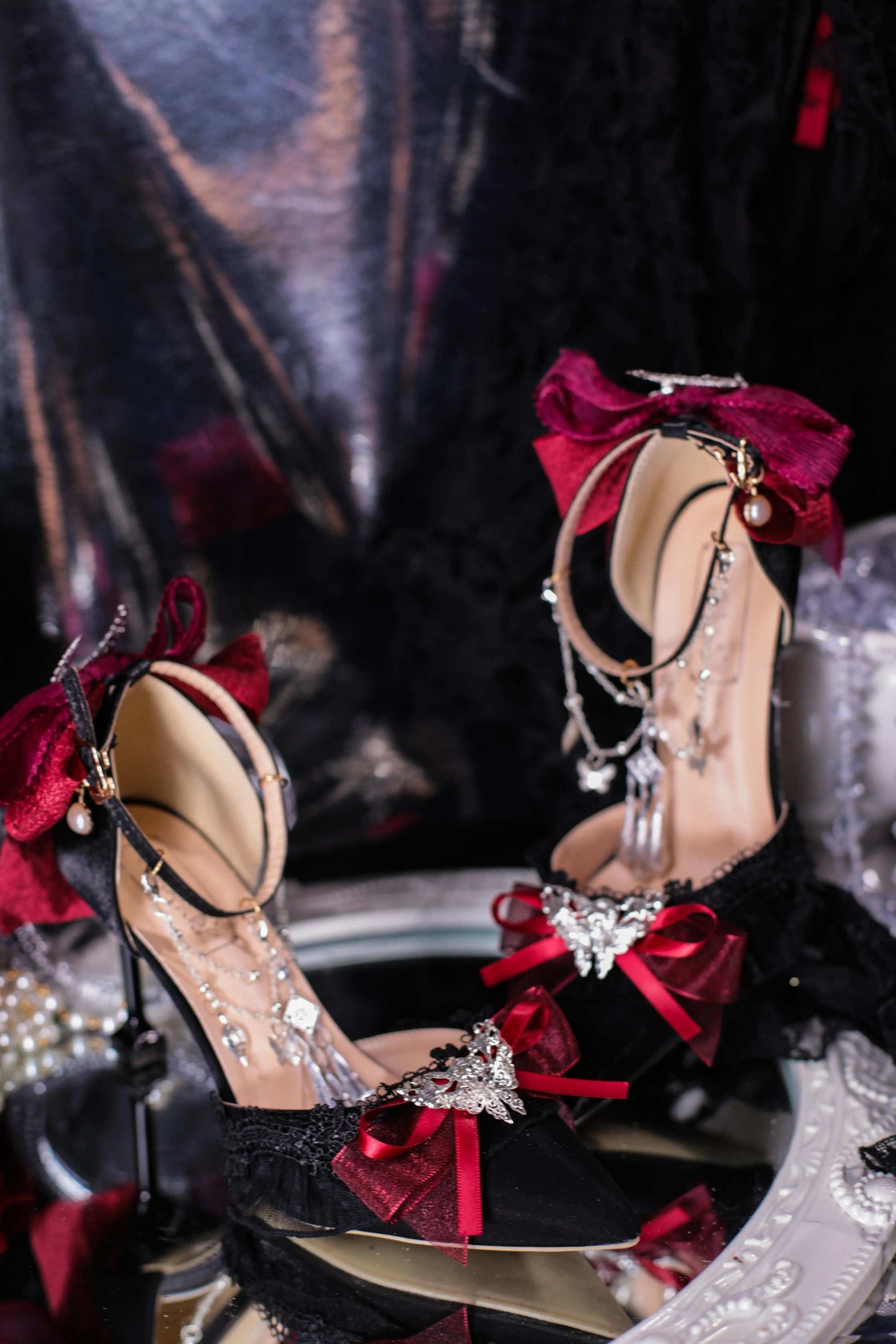 Soaring Rabbit Silver Butterfly High Heels Shoes