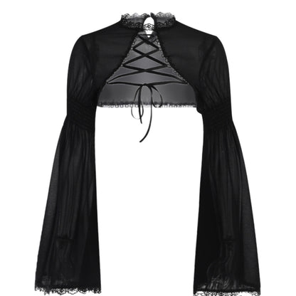 Black lace shrug set with a robe on a white background