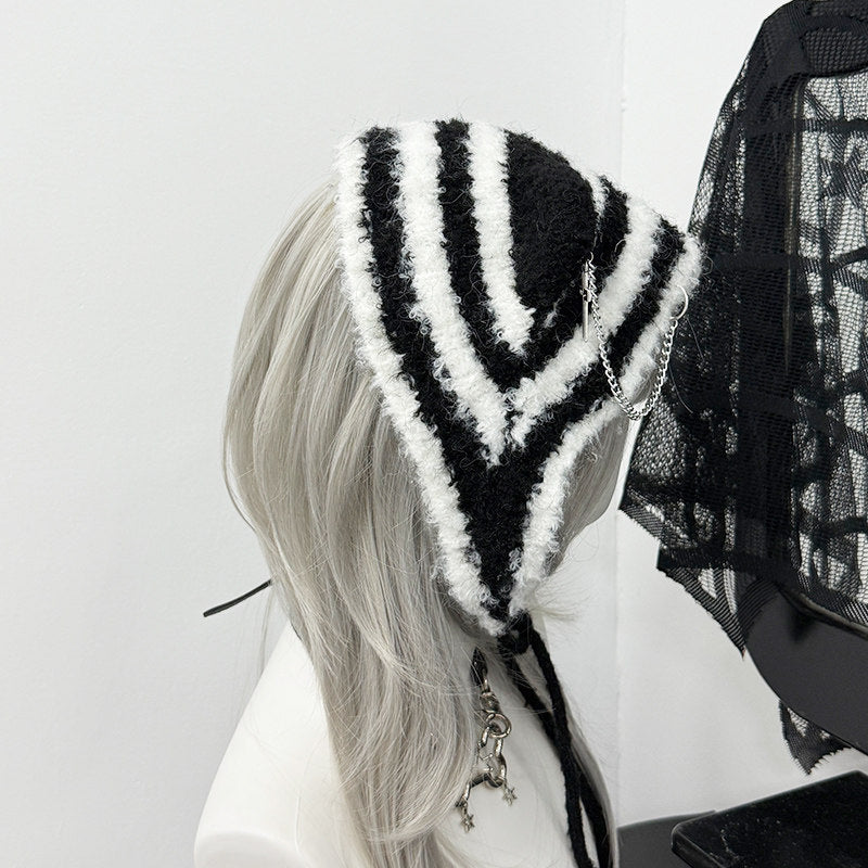 Y2K Scottish Fold Cat Ears Gray Black White Winter Hats
