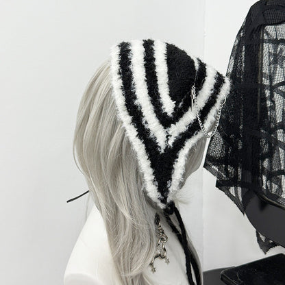 Y2K Scottish Fold Cat Ears Gray Black White Winter Hats