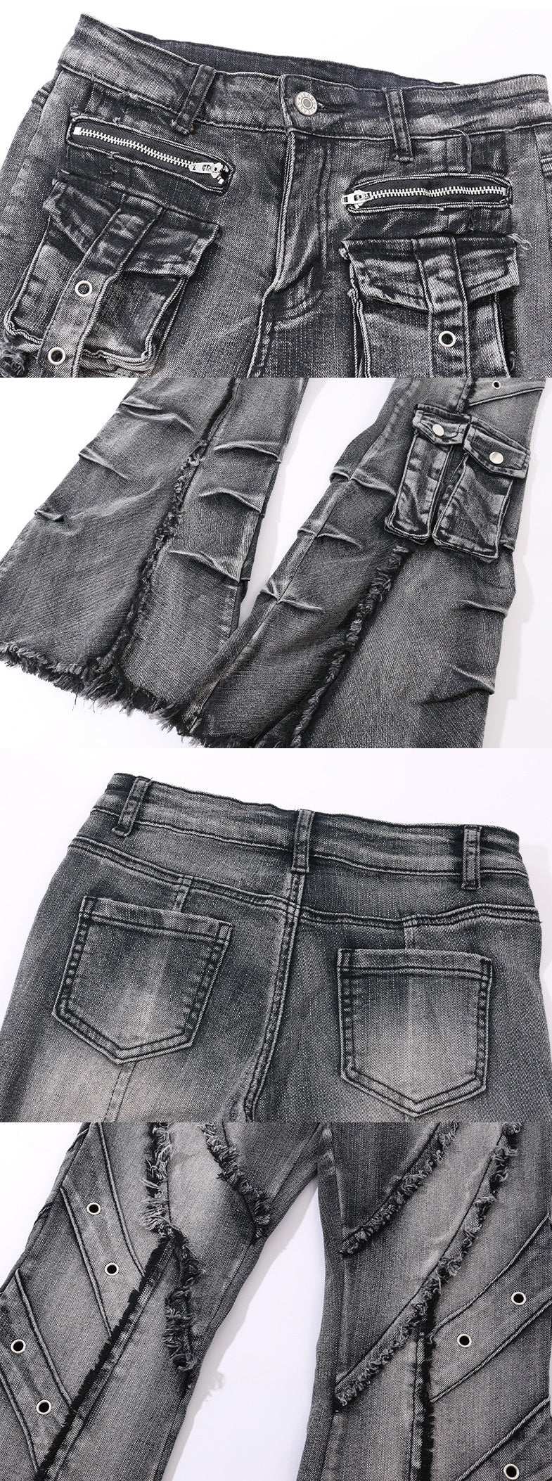 Young Eyes Godly Hot Blue Black Denim Flared Jeans