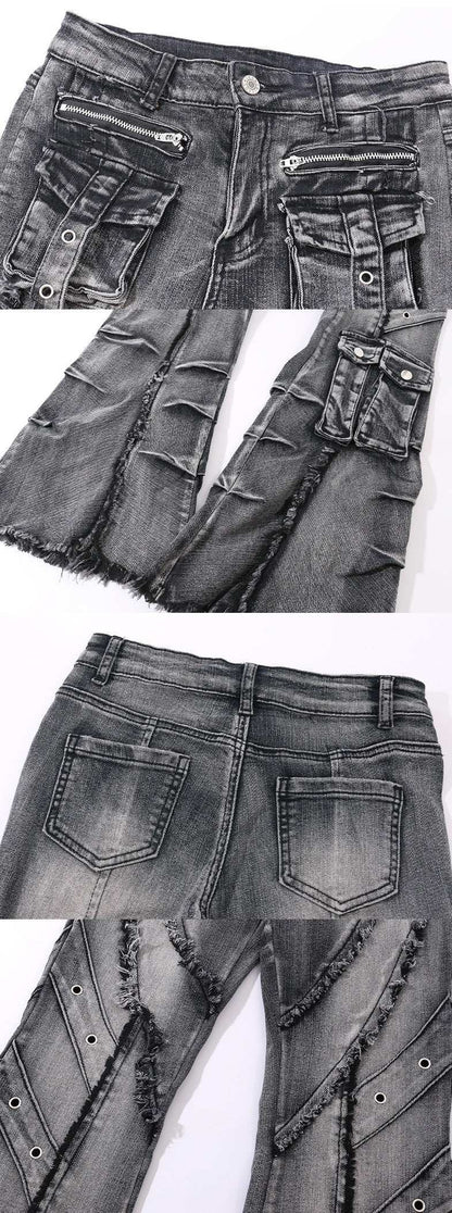 Young Eyes Godly Hot Blue Black Denim Flared Jeans