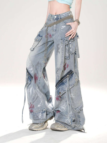 Young Eyes Sydney Coast Blue Black Baggy Jeans