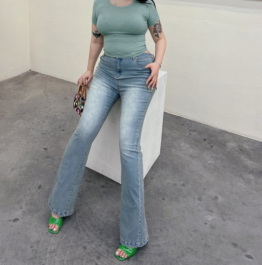 Plus Size Women American Style Sexy Model Vibes Denim Jeans