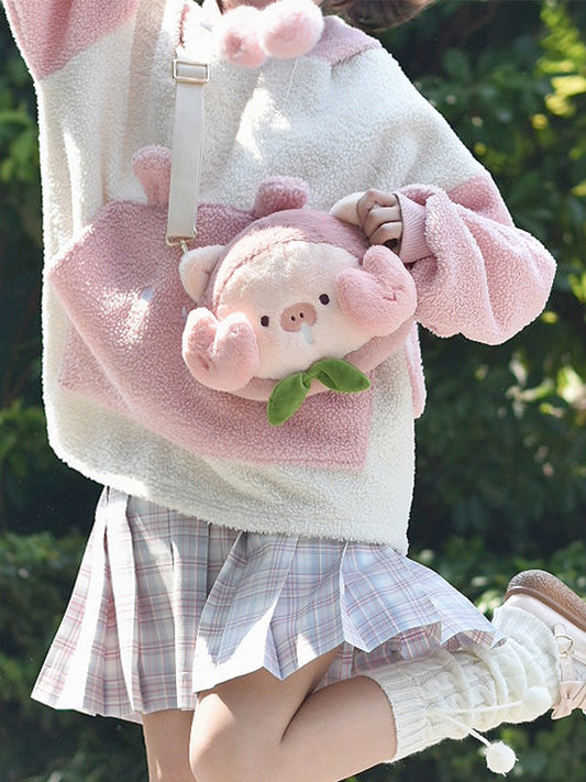 Cute Peach Pig Shoulder Messenger Bag