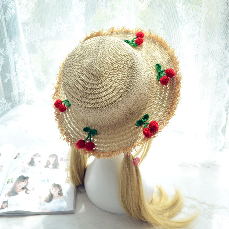 Spring Straw Hat Fruity Strawberry Cherry Pineapple Spring Summer Straw Hat – Sugarplum ...