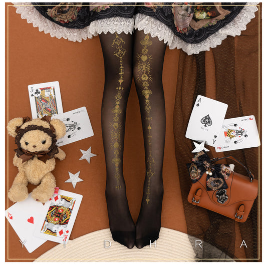 Dreamy Witch Aesthetics Princess Black & White Stockings Pantyhose Garment