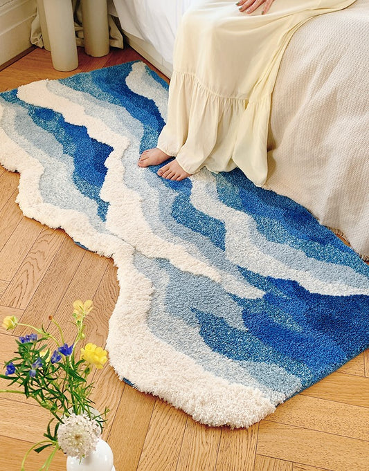 Walking in the Waves Blue Ocean Water Nature Soft Mat Moss Rugs Carpets Decor