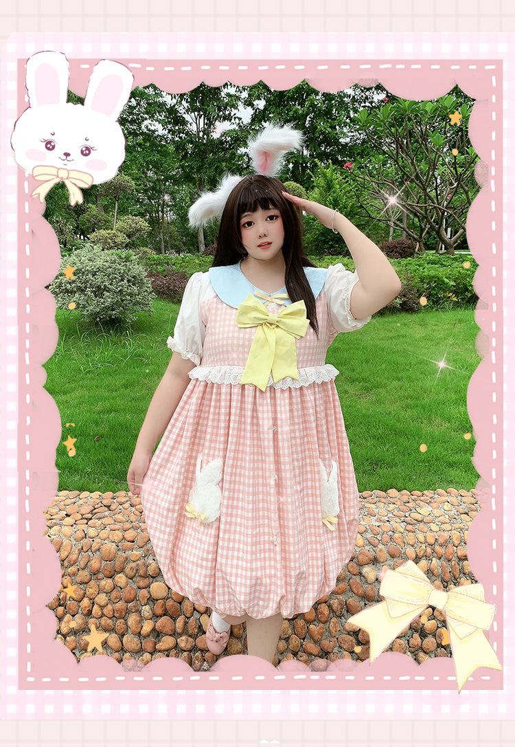 Plus Size Women Plaid Farm Bow Rabbit Bunny Cottagecore Pastel Dress – Sugarplum Store Plus Size Women Plaid Farm Bow Rabbit Bunny Cottagecore Pastel Dress – Sugarplum Store