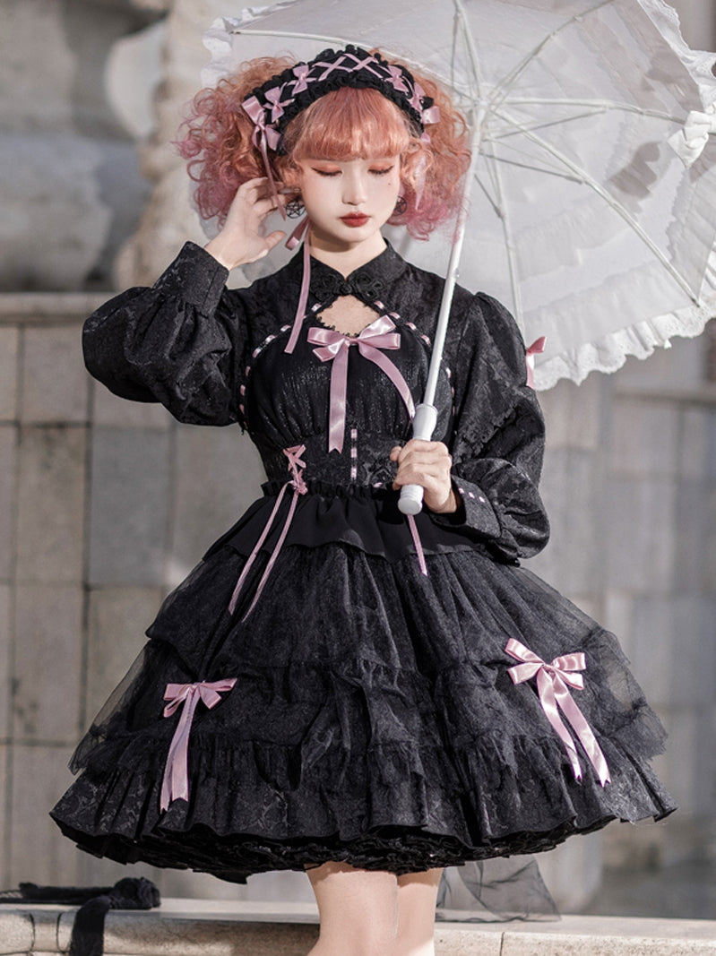 EGL Black Purple & White Pink Bow Lace Gothic Princess Dress – Sugarplum Store