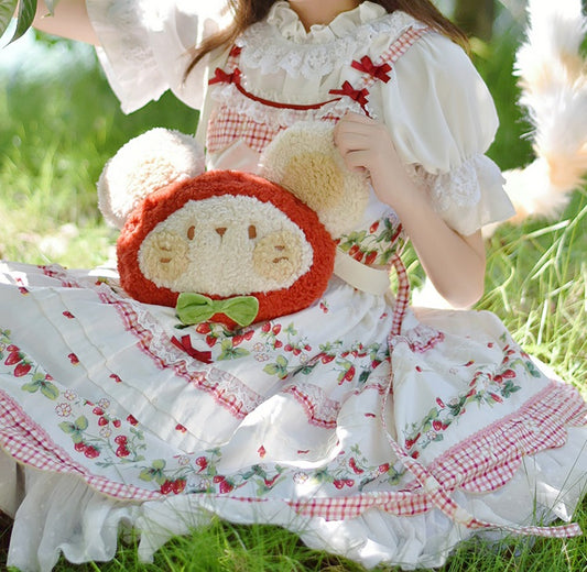 Cute Strawberry Teddy Bear Shoulder Messenger Bag