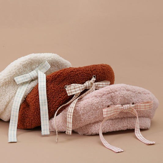 Retro Girl Style Cure Plush Autumn Winter Vintage Beret Hats
