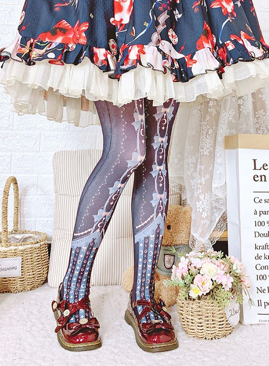 Stars & Moon Sweet Bow Pastel Color Princess Stockings Pantyhose Garment