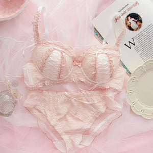 Japanese Sweet Sexy Girl Vintage Classic Princess Heart Ribbon Bow Lace White Pink Black Panties Underwear Lingerie