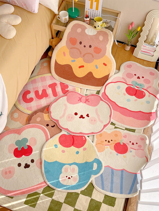Cute Sweet Girl Animal Cat Rabbit Bear Sweets Cake Rug Carpets Decor