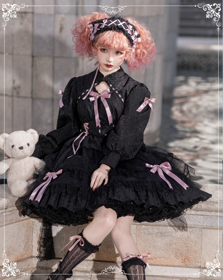 EGL Black Purple & White Pink Bow Lace Gothic Princess Dress – Sugarplum Store