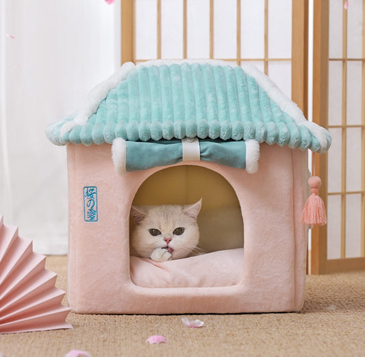 Japanese Sakura Snow Wind Four Seasons Villa Cats Dogs Pets Beds Nests