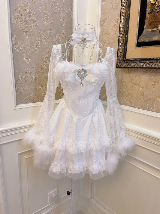 Pretty Girl Sweet Vintage Wedding Princess Bow Knot Diamond Pure Angel Dress