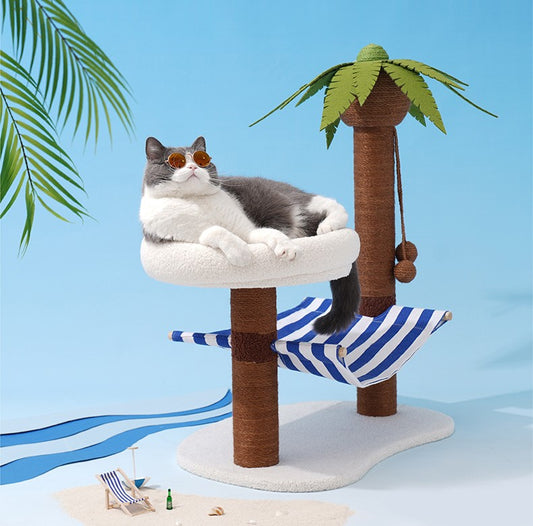 Coconut Tree Relax Beach Chair Cats Dogs Pets Beds Scratching Post Decoration