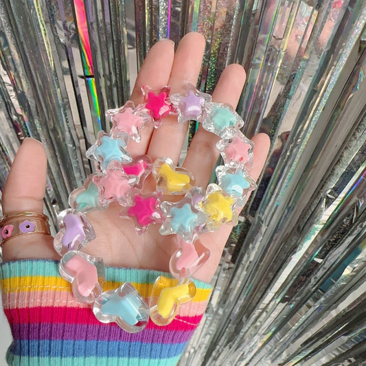 Y2K Harajuku Rainbow Colorful Stars Hearts Beads Bracelet
