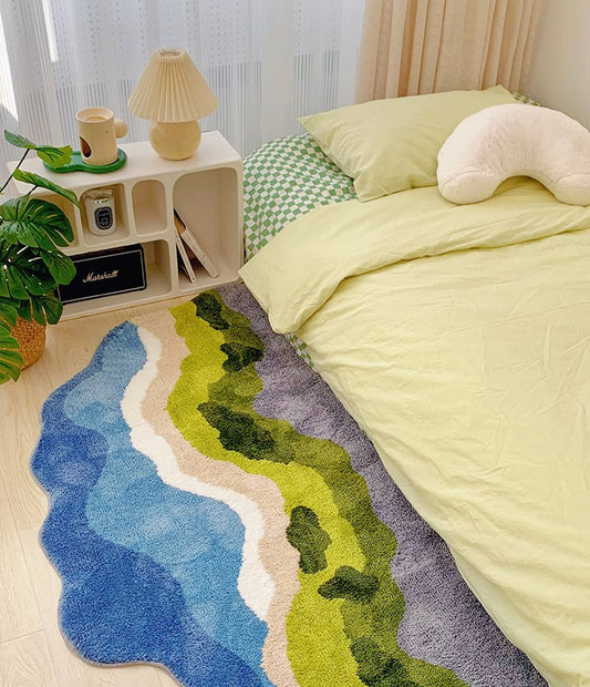 Nordic River Valley Mountain Flower Nature Soft Mat Moss Rugs Carpets Decor